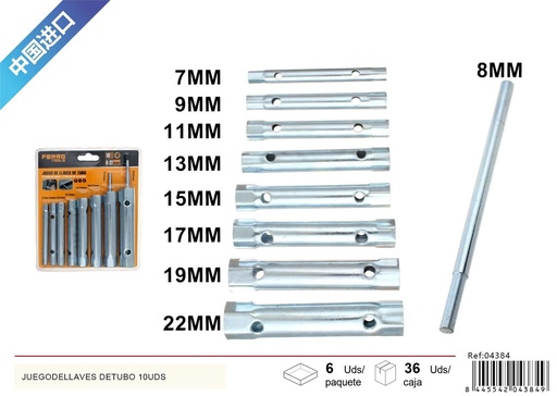 [04384] Juego de llaves de tubo 10uds para herramientas y reparación