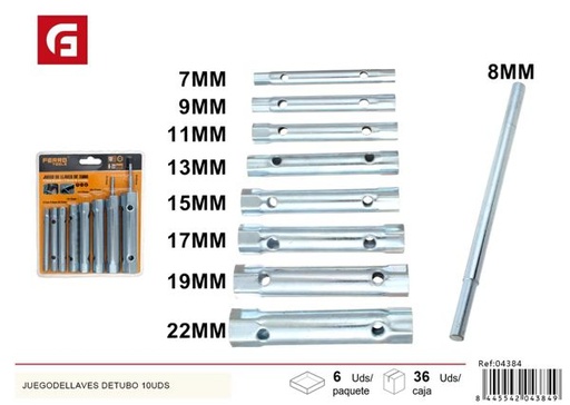 [04384] Juego de llaves de tubo 10uds para herramientas y reparación