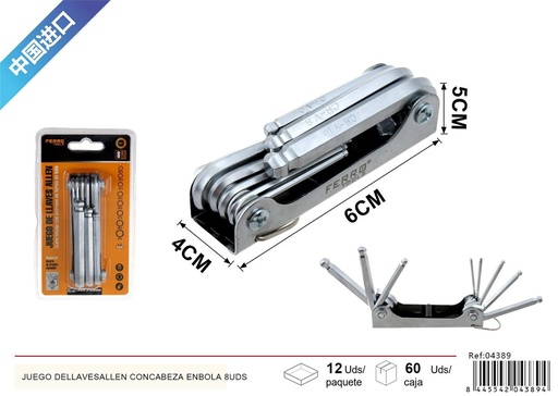 [04389] Juego de llaves Allen con cabeza en bola 8pcs