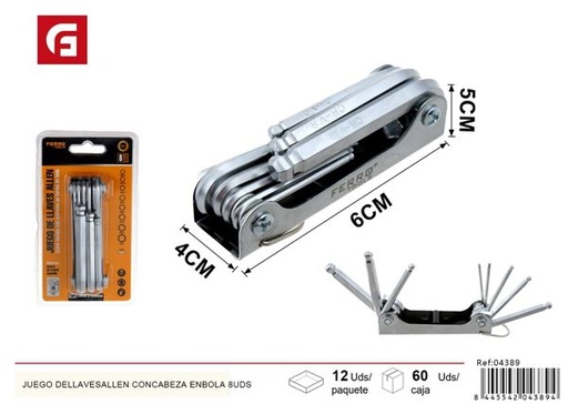 [04389] Juego de llaves Allen con cabeza en bola 8pcs
