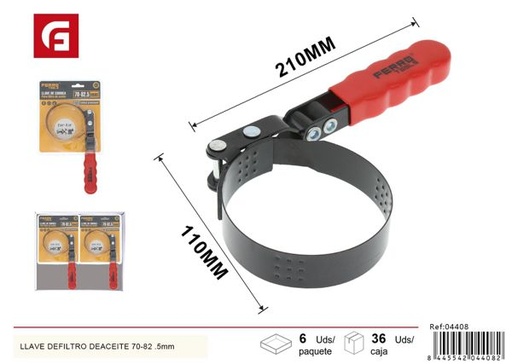 [04408] Llave de filtro de aceite ajustable 70-82.5mm para mantenimiento de vehículos