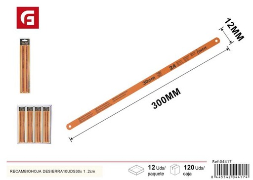 [04417] Recambio de hoja de sierra 10uds 300x12x0.65mm para cortes precisos