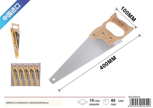 [04454] Serrucho con mango de madera 40cm para carpintería y bricolaje