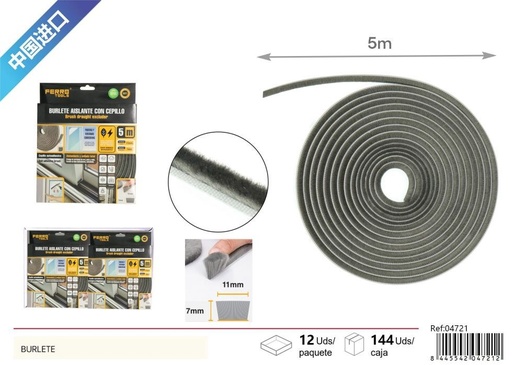 [04721] Burlete gris para ventanas 11mm*7mm*5m - Ferretería