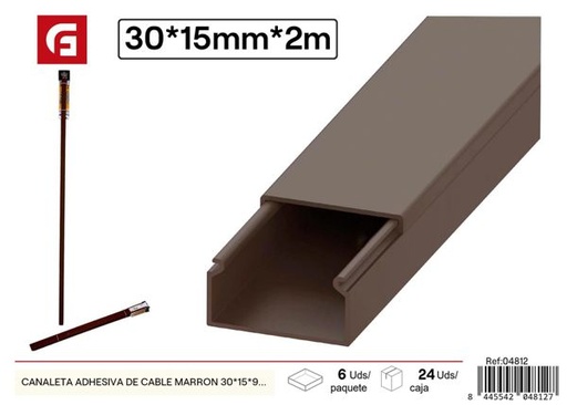 [04812] Canaleta adhesiva de cable marrón 30x15x9mm 2m