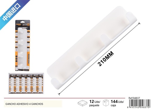 [04837] Gancho adhesivo 4 ganchos para colgar objetos