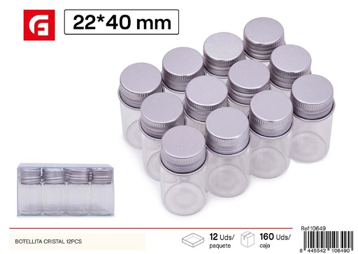 [10649] Botellita de cristal 22x40 mm 12 piezas - Utensilios de cocina
