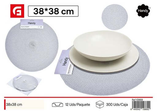 [10869] Salvamantel redondo blanco 38x38cm para mesa