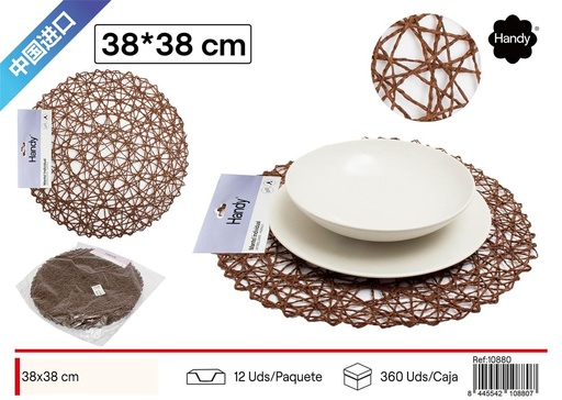 [10880] Salvamantel redondo tejido crema 38*38CM - Textiles de hogar