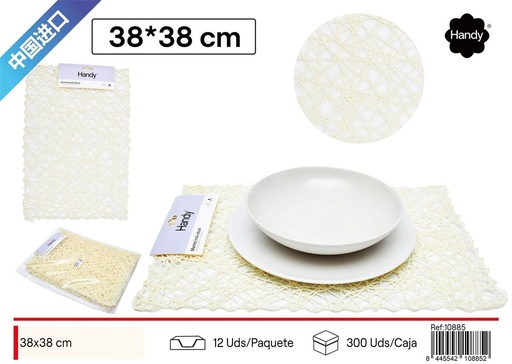 [10885] Salvamantel cuadrado tejido crema 38*38CM - Textiles de hogar