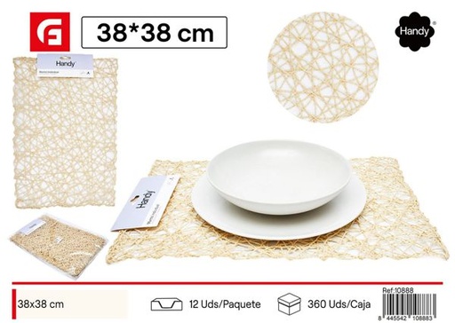 [10888] Salvamantel beige tejido 38x38cm para mesa