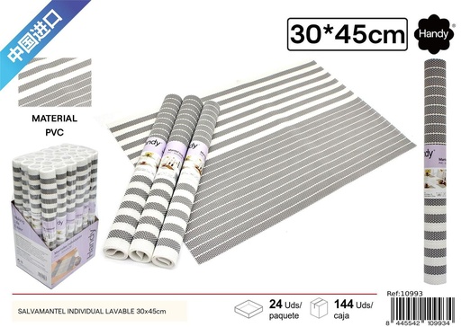 [210993] Salvamantel individual lavable 30x45cm rayas gris - Textiles para hogar
