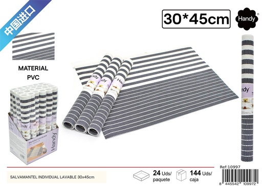 [10997] Salvamantel individual lavable 30x45cm con extremo brillante rojo - Textiles para hogar