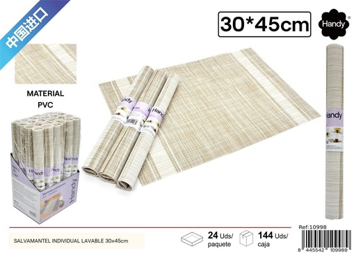 [210998] Salvamantel individual lavable 30x45cm con extremo brillante blanco - Textiles para hogar