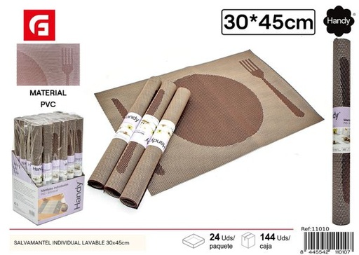 [11010] Salvamantel individual lavable 30x45cm marrón para cocina