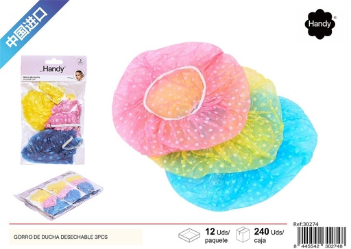 [30274] Gorro de ducha desechable 3 piezas - Productos de belleza y cuidado personal
