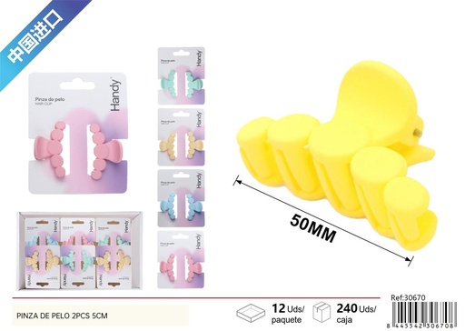 [30670] Pinza de pelo mate 2 piezas 5cm - Accesorios para el cabello