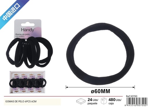 [30700] Gomas de pelo 6 pcs 6 cm - Accesorios de belleza