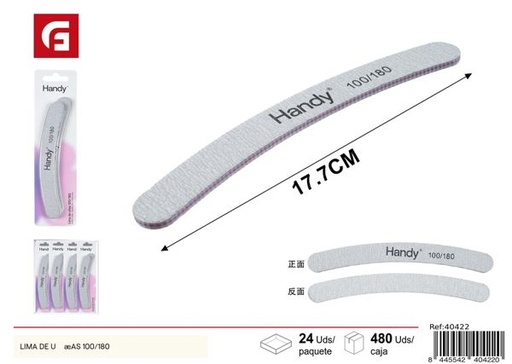 [40422] Lima de uñas 100/180 2 piezas para manicura y pedicura