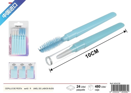 [40428] Set de cepillo de pestañas y rímel de labios 6uds para maquillaje completo