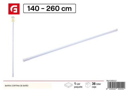 [50012] Barra de cortina de baño ajustable 140-260cm aluminio