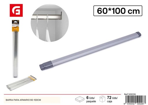 [50026] Barra para armario extensible 60-100cm para organización de ropa