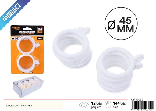 [50039] Anilla de cortina 45mm 8 piezas para baño