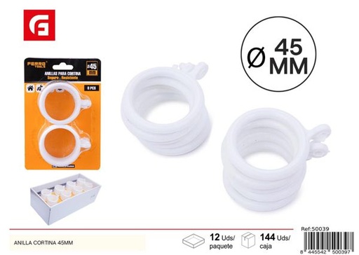 [50039] Anilla de cortina 45mm 8 piezas para baño