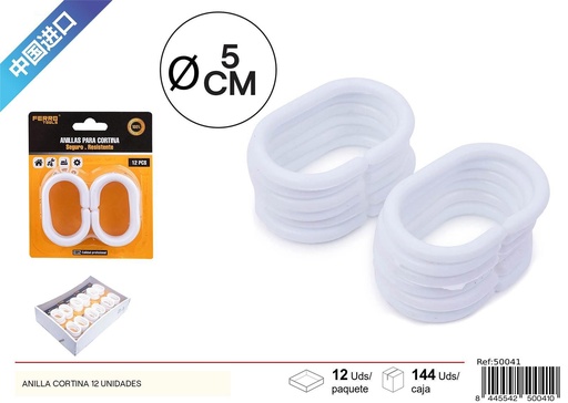 [50041] Anilla Cortina 12Pcs - Accesorios de Baño