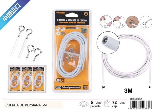 [250042] Cuerda de persiana 3m para cortinas y accesorios de decoración