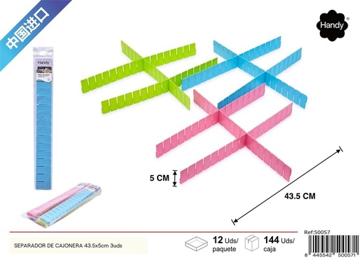 [50057] Separador de cajonera 43.5x5cm, 3 unidades