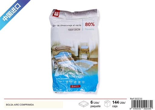 [50233] Bolsa de aire comprimida transparente 100x130cm - Organización del hogar