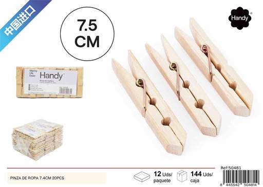 [50481] Pinzas de ropa de bambú (20 piezas) - Artículos de limpieza