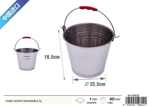 [50622] Cubo acero inoxidable 5L - Accesorios de jardín