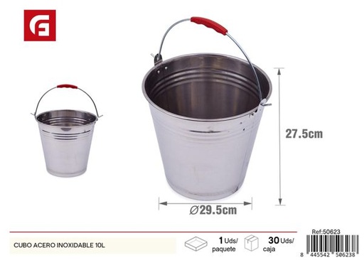 [50623] Cubo de acero inoxidable 10L para jardín y exteriores