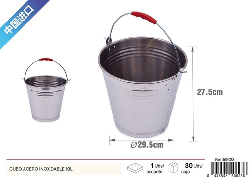 [50623] Cubo de acero inoxidable 10L para jardín y exteriores