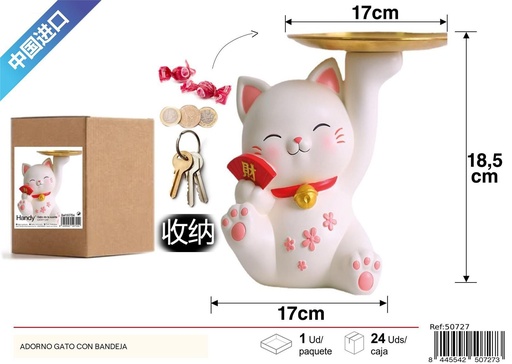 [50727] Adorno gato con bandeja - Decoración para el hogar
