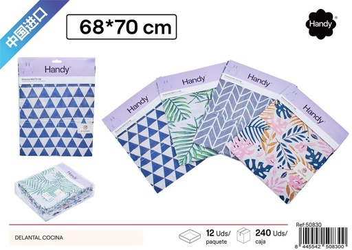 [50830] Delantal de cocina de lino con estampado floral para cocina