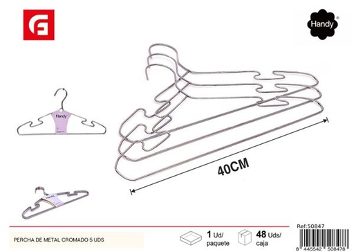 [50847] Percha de metal cromado con ranuras 5 uds para ropa