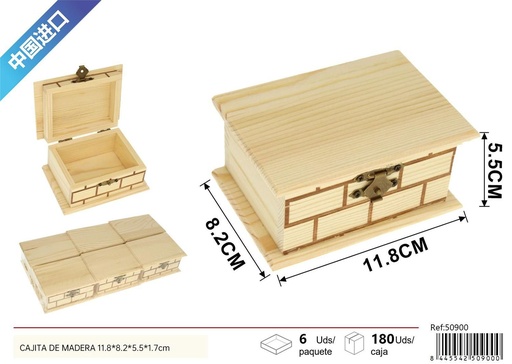 [50900] Cajita de madera 11.8x8.2x5.5cm para almacenamiento