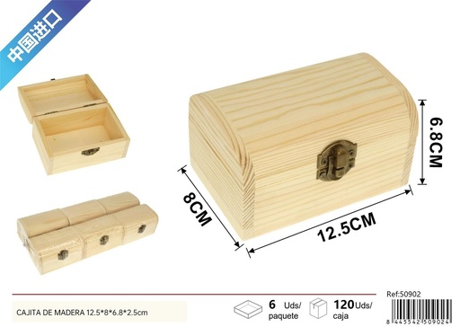 [250902] Cajita de madera 12.5x8x6.8x2.5 cm - Decoración del hogar