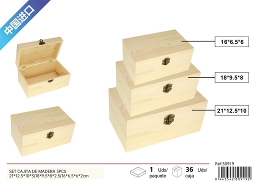 [250919] Set de cajas de madera rectangulares - Decoraciones de regalo