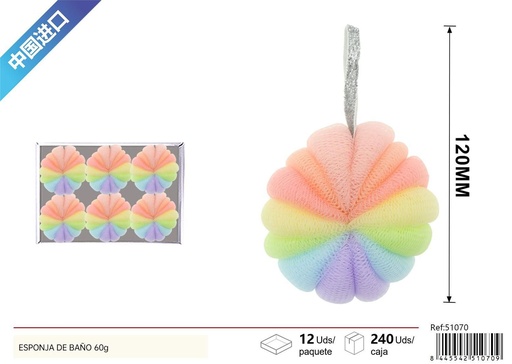 [51070] Esponja de baño brillante de colores 60g - Productos de cuidado personal