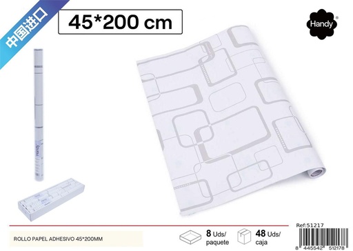 [51217] Rollo de papel adhesivo estampado 45x200mm para decoración