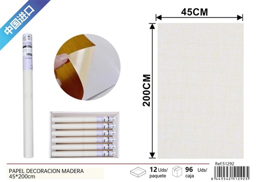 [51292] Papel decorativo de arpillera 0.45*2M - Papel tapiz de vinilo