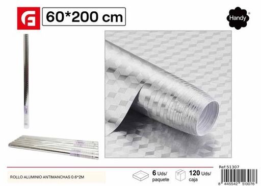 [51307] Rollo de aluminio antimanchas 0.6x2m, decoración