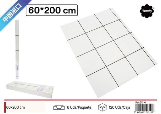 [51316] Papel decorativo para cocina 0.6x2m diseño nórdico