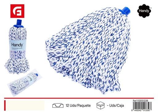 [113051339] Fregona de microfibra mini trenzada blanca-azul para limpieza del hogar