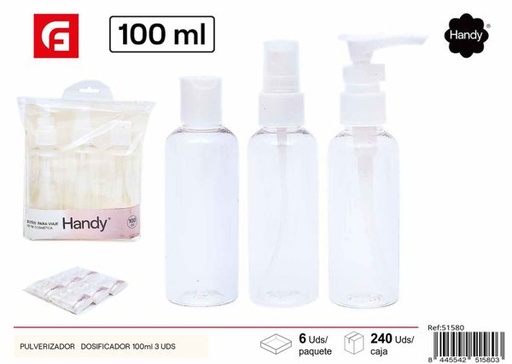 [51580] Set de pulverizador y dosificador 100ml 3 unidades para líquidos