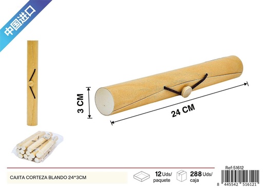 [51612] Cajita de corteza blanda 24x3 cm - Decoración y almacenamiento